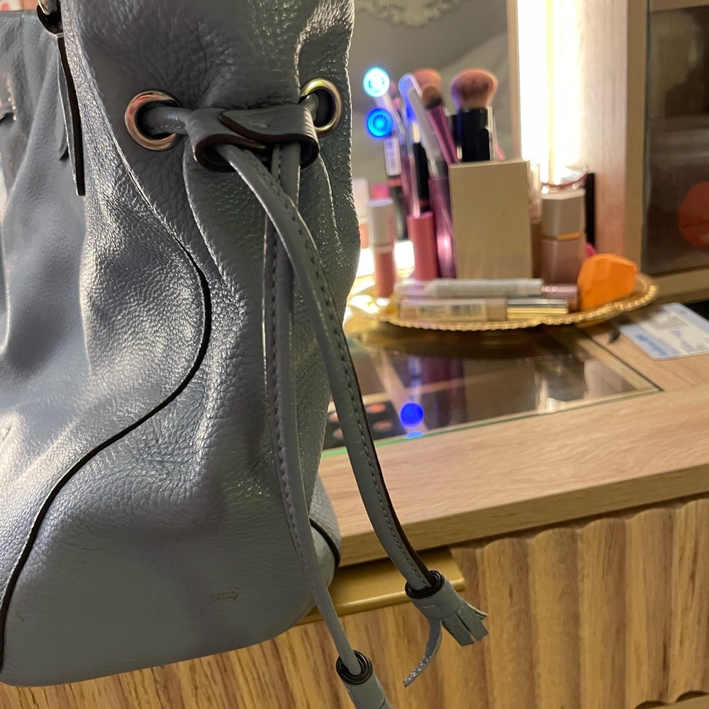 Coach light blue sage pebble Leather Tote Bag silver hardware - Picture 5 of 10